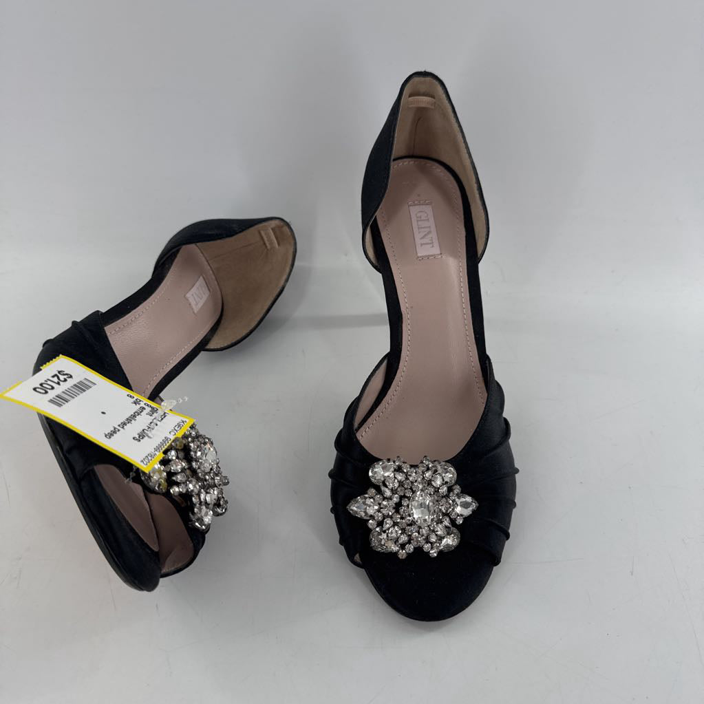 8 embelished peep toe heels