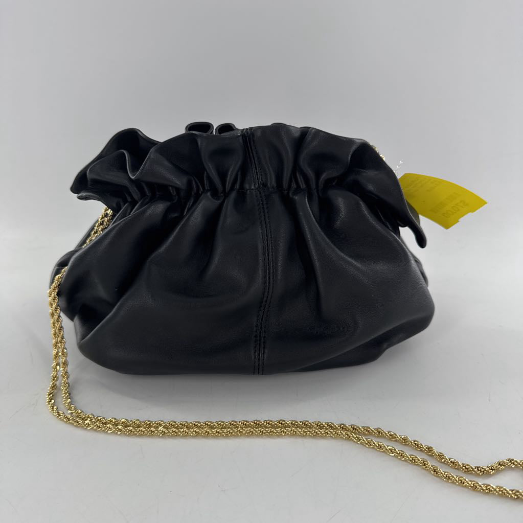 leather clutch w/ gold chain strap
