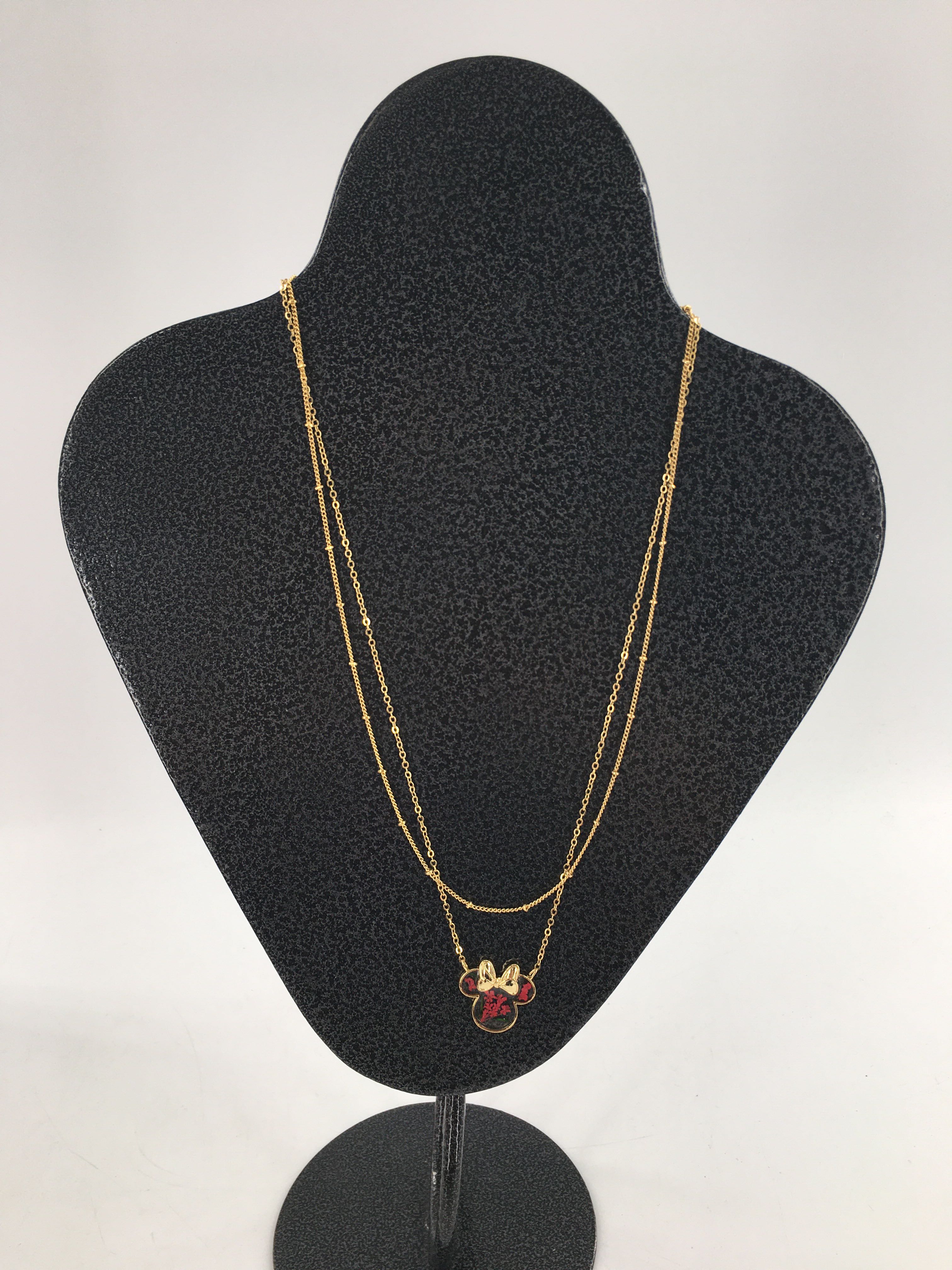 R50 14K gold plated floral minnie mouse necklace