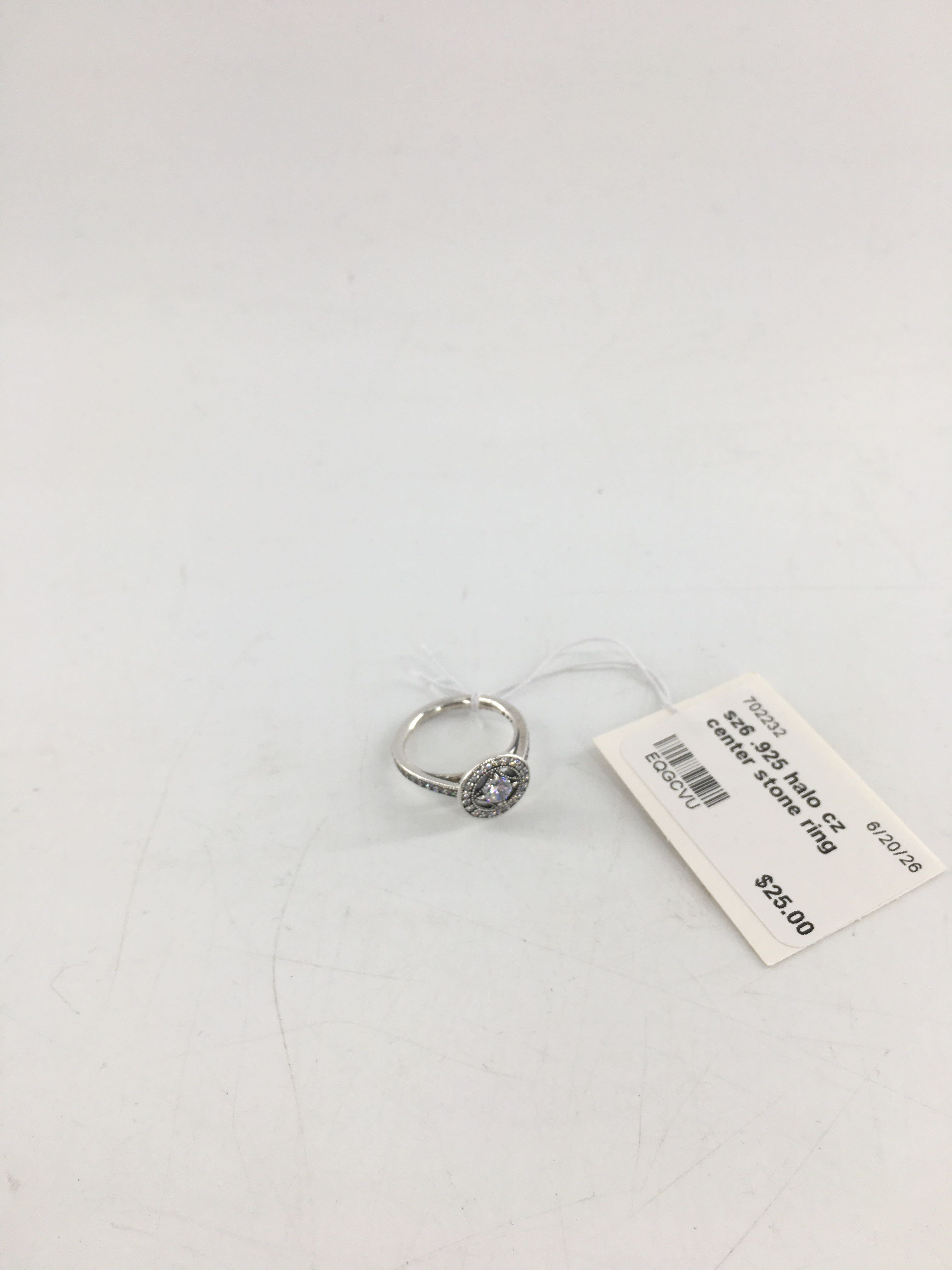 sz6 .925 halo cz center stone ring