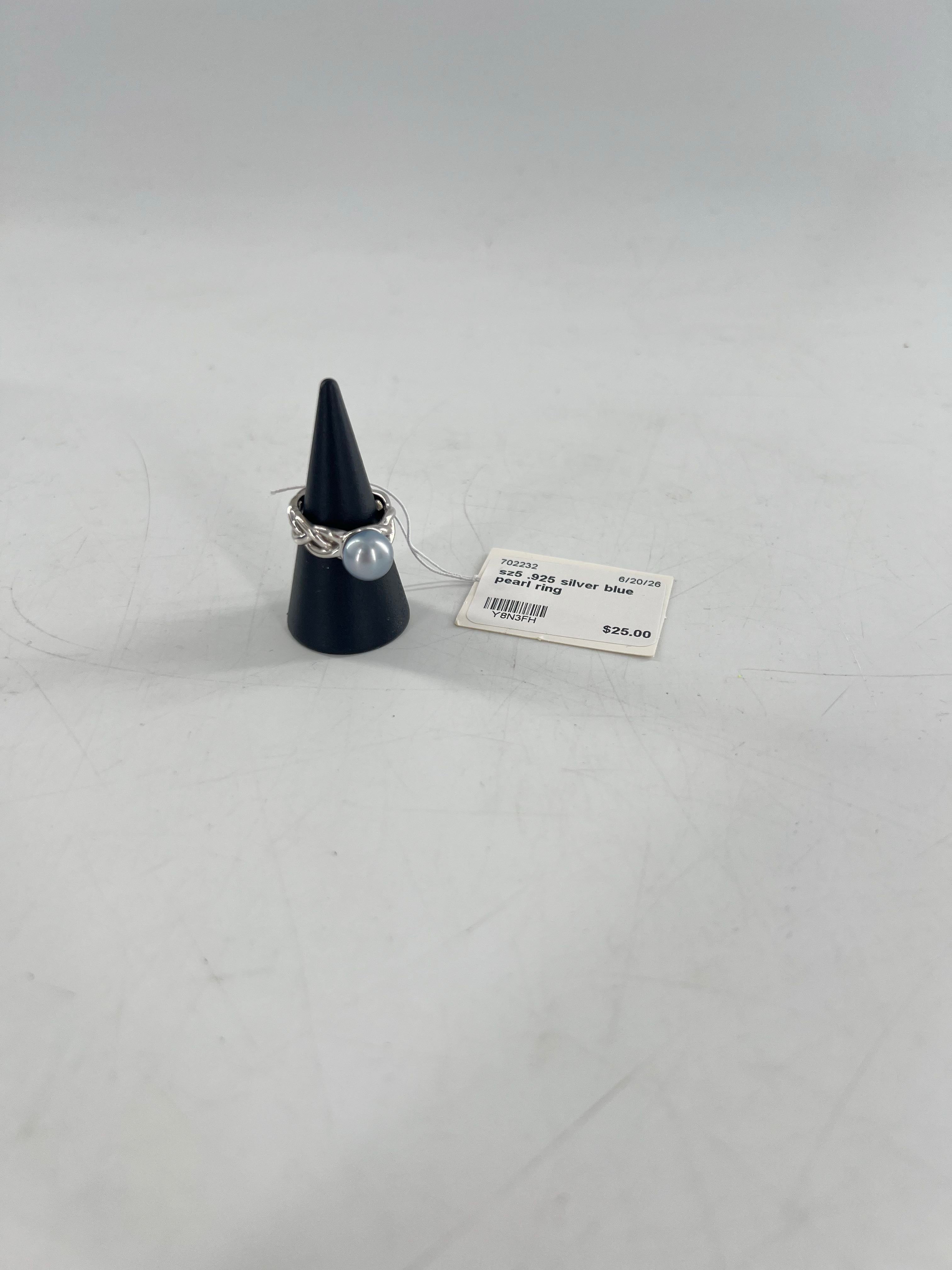 sz5 .925 silver blue pearl ring
