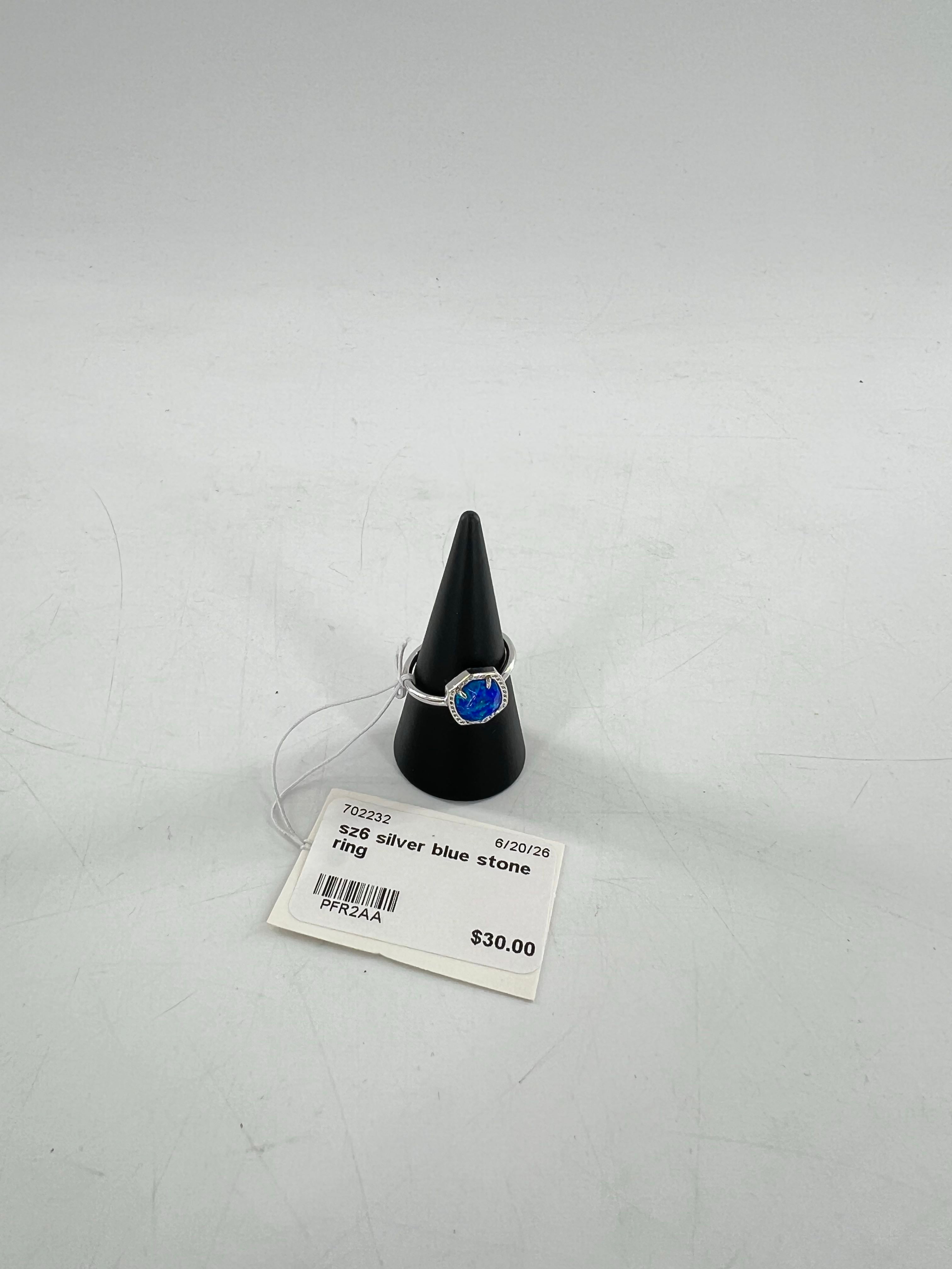 sz6 silver blue stone ring