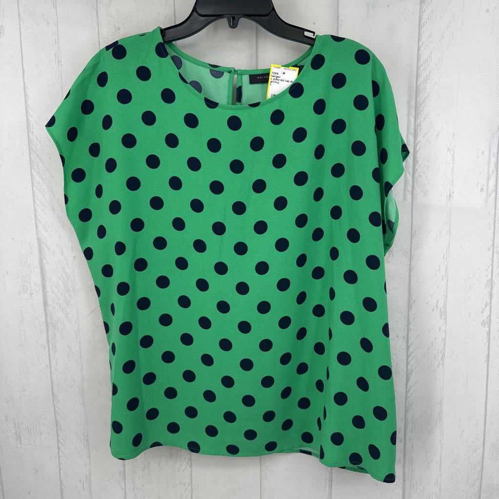 L polka dot cap slv top
