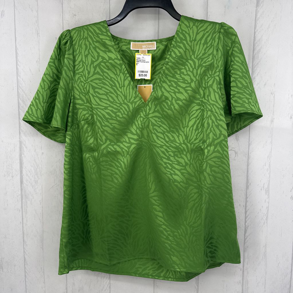 R98 M animal print v-neck s/s top