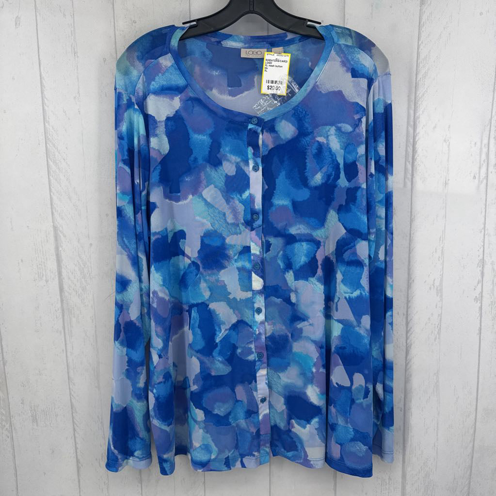 XL mesh button down l/s cardi