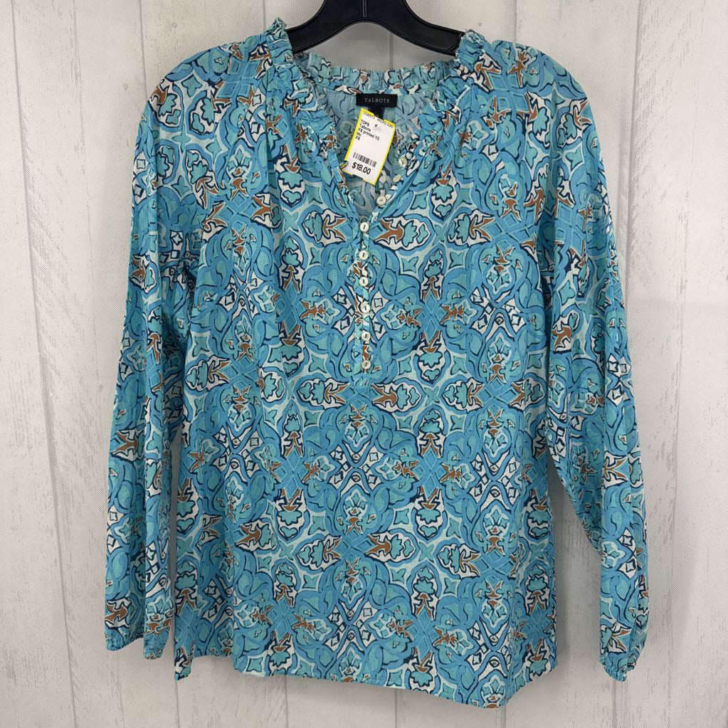 XS printed 1/2 button down l/s top