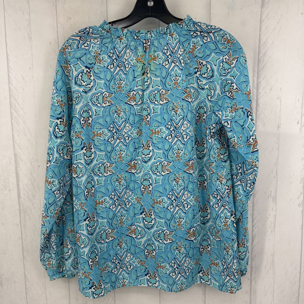 XS printed 1/2 button down l/s top
