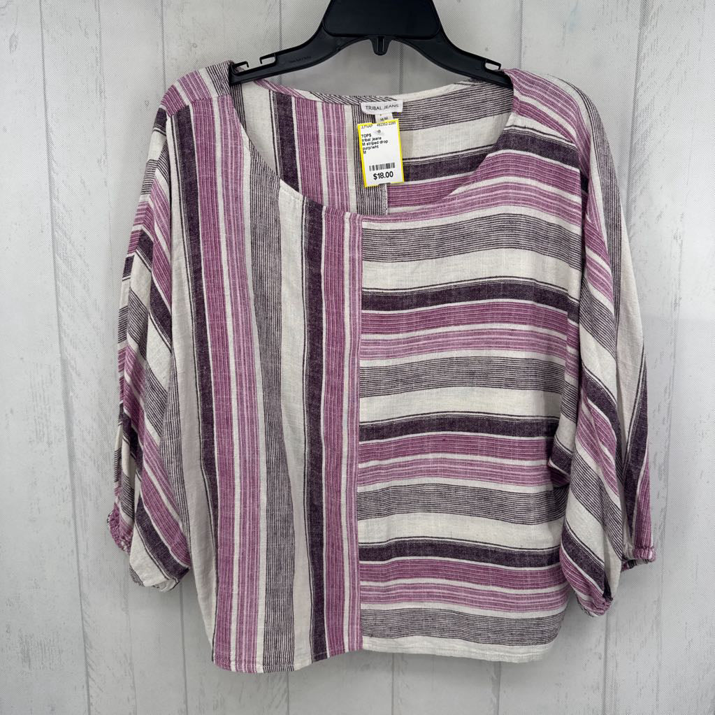 M striped drop shoulder top