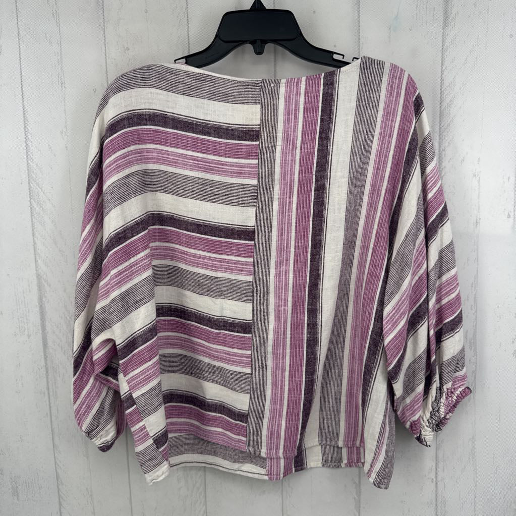 M striped drop shoulder top