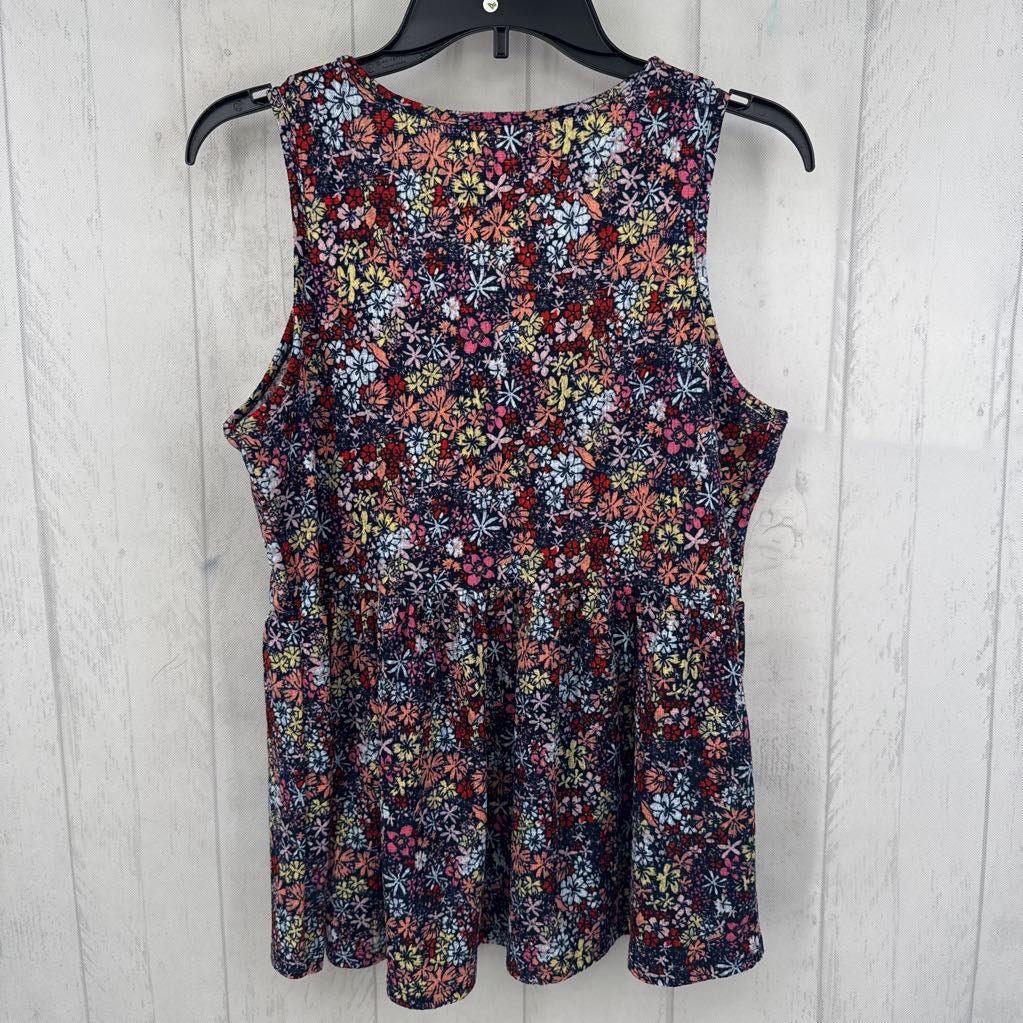 L flo print lace-up babydoll tank