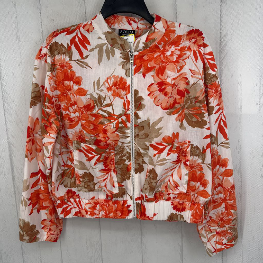 S flo print zip-up jacket