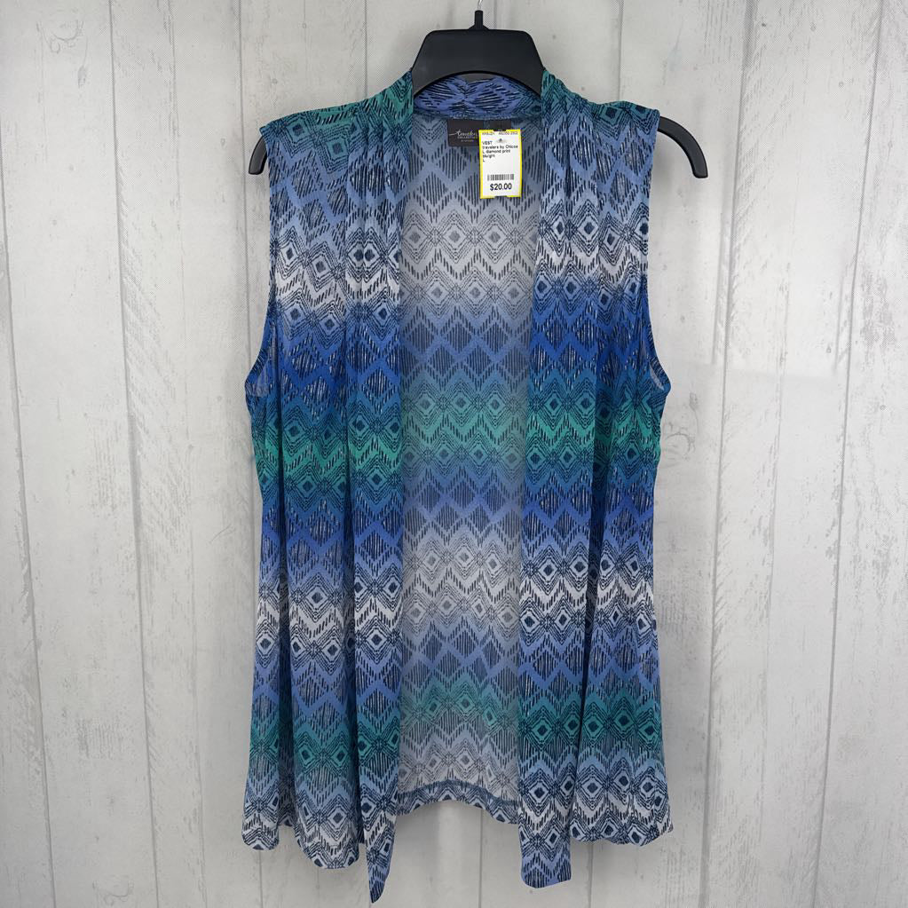 L diamond print semi-sheer vest