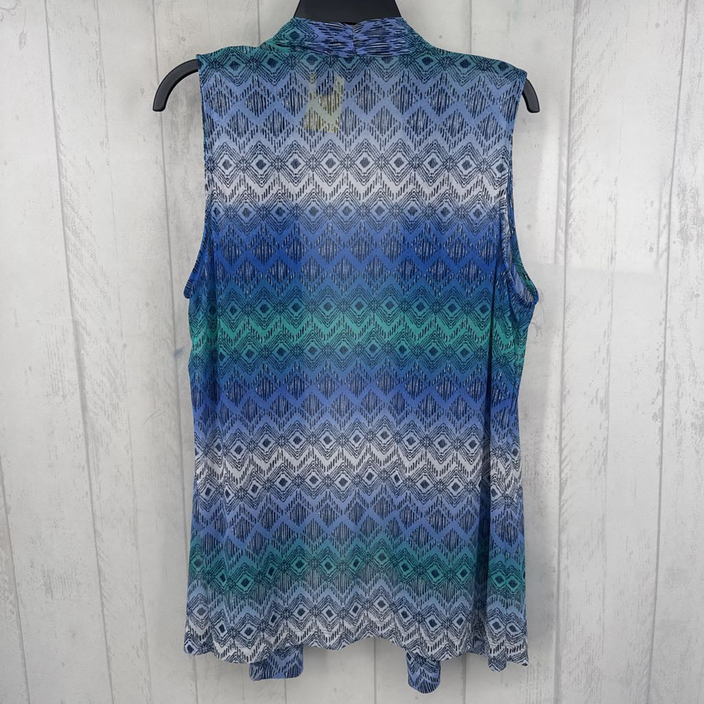 L diamond print semi-sheer vest