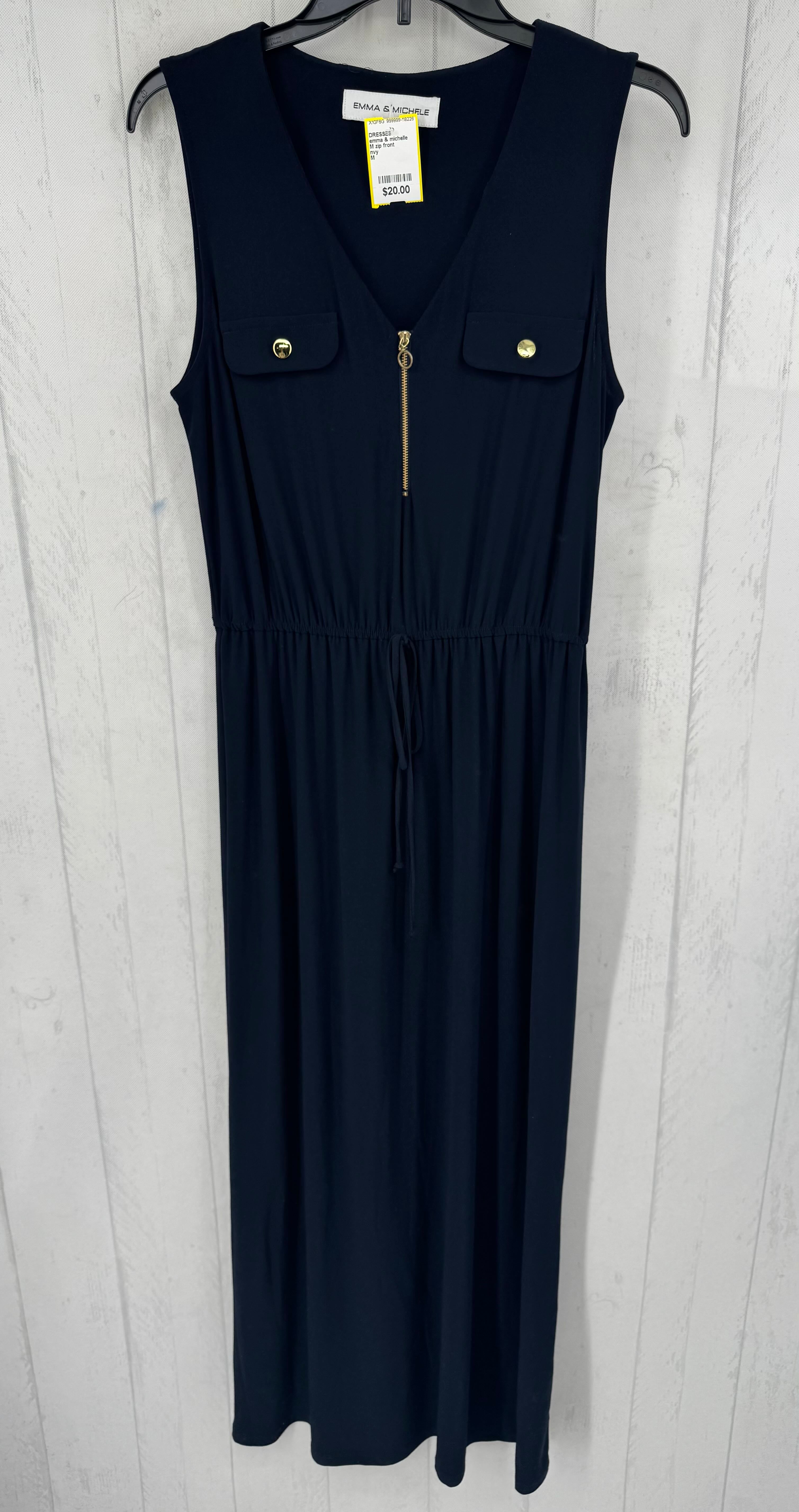 M zip front drawstring waist slvls dress