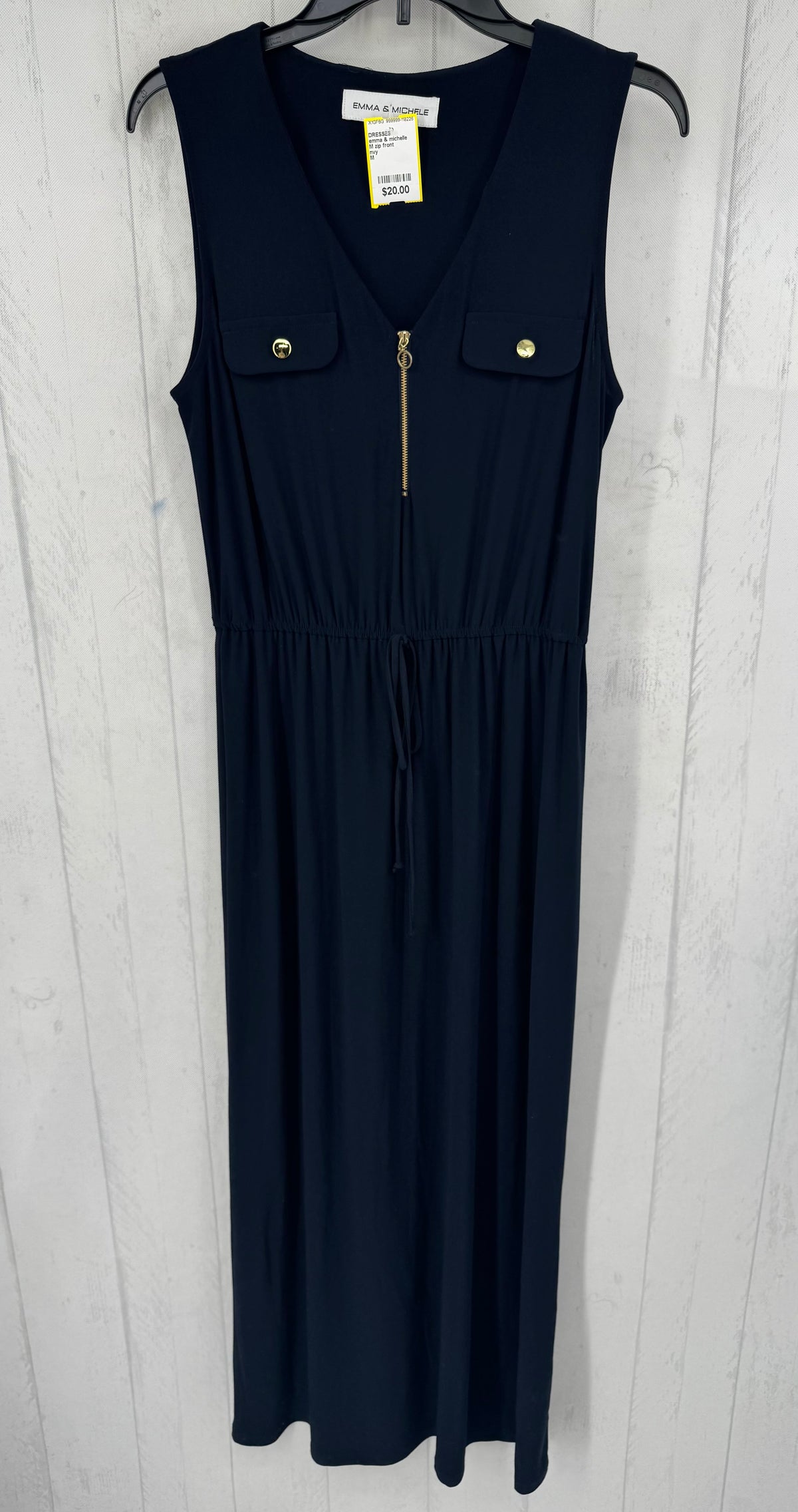 M zip front drawstring waist slvls dress