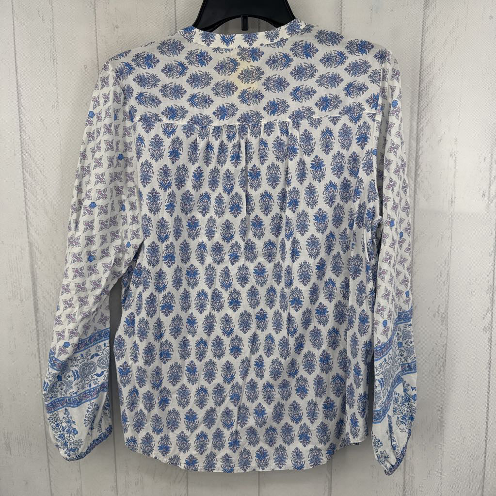S flo print button down l/s top