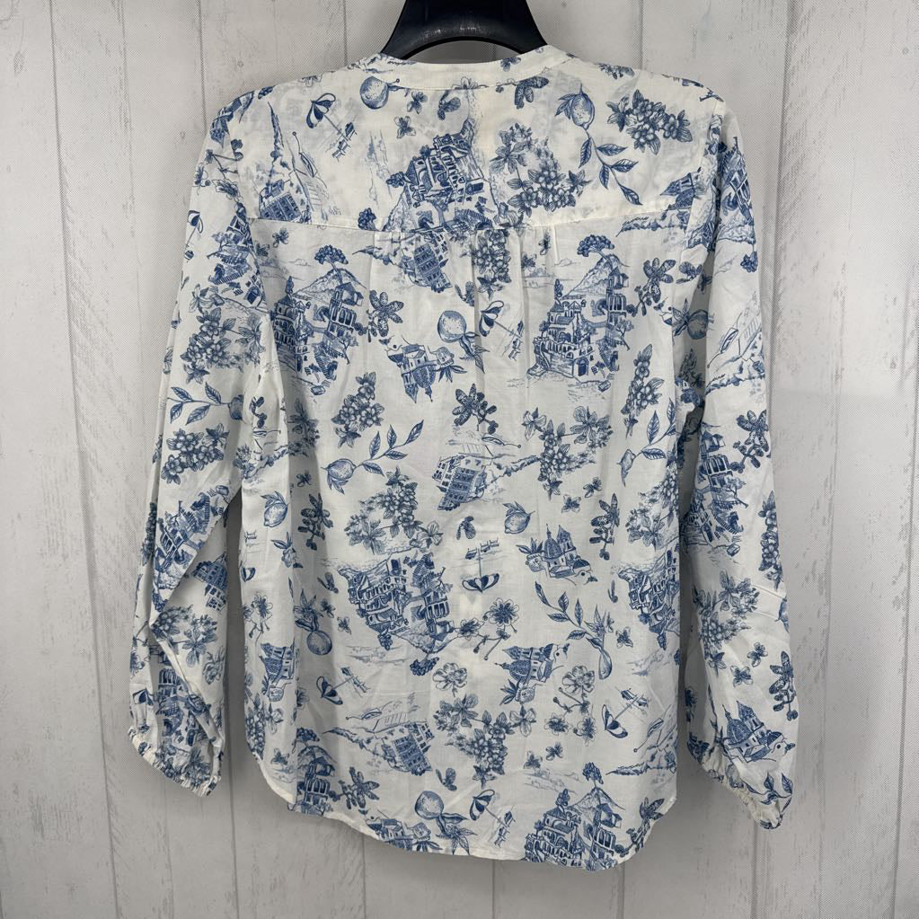 S printed button down l/s top