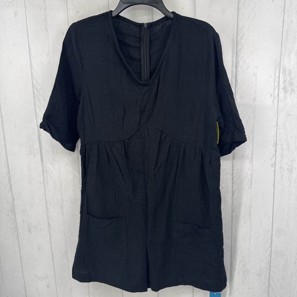 L gauze v-neck s/s romper