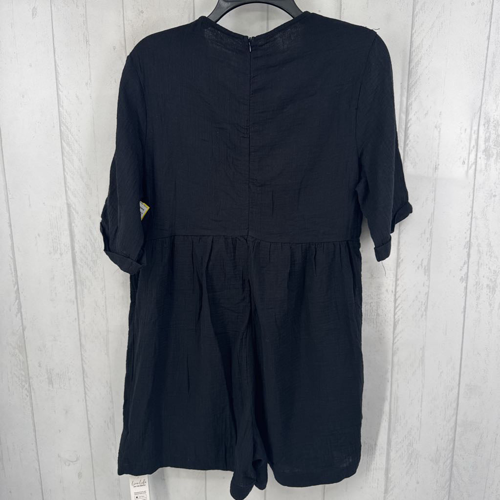 L gauze v-neck s/s romper