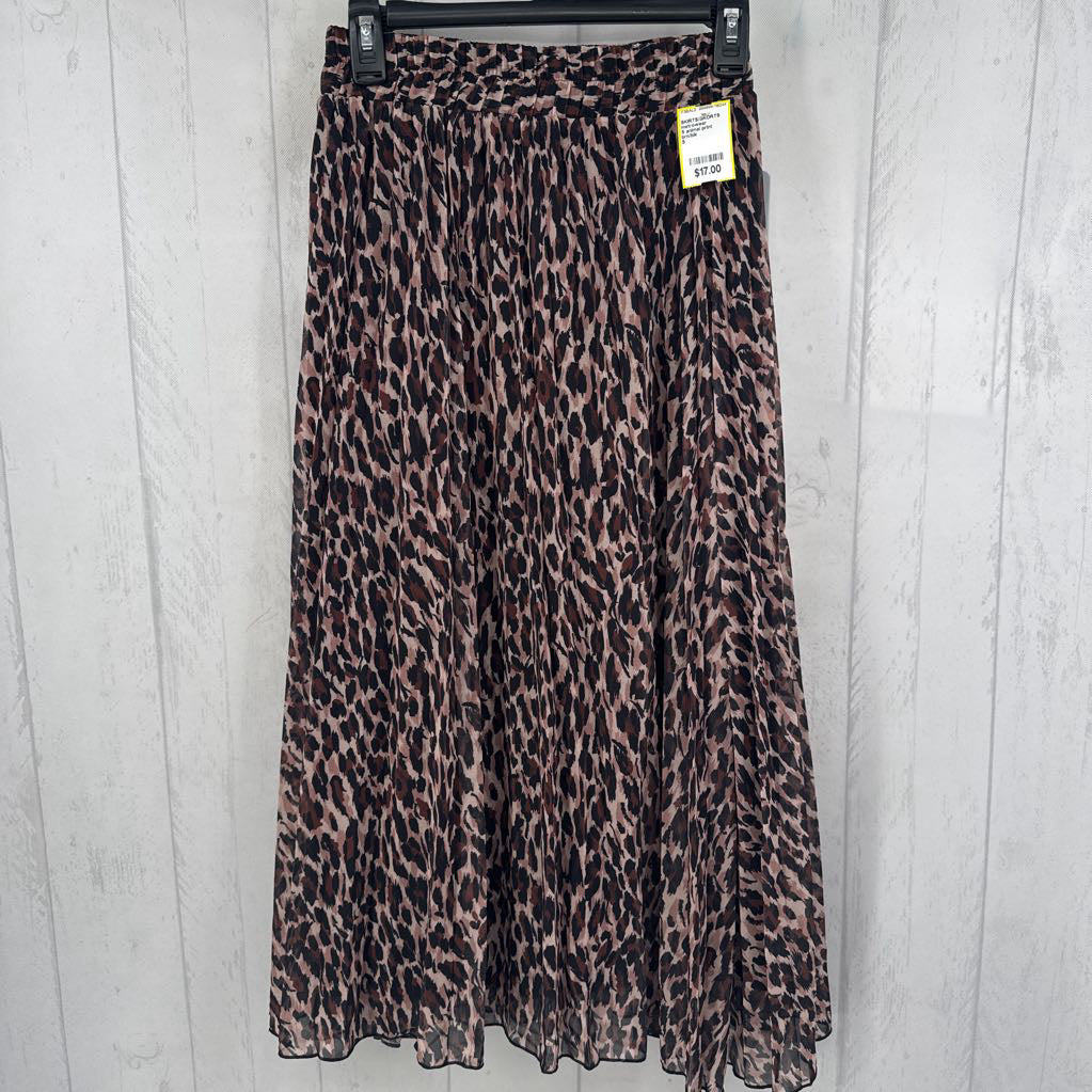 S animal print pleated skirt
