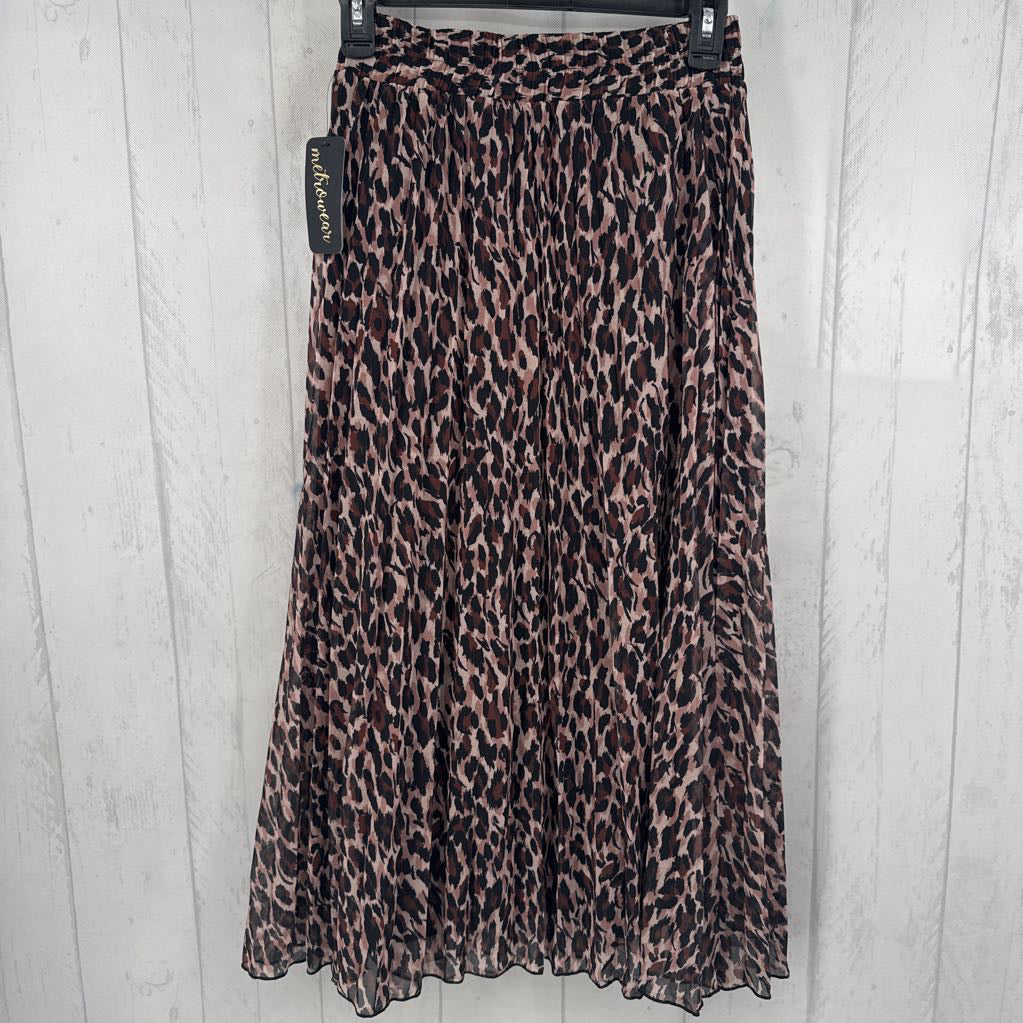 S animal print pleated skirt