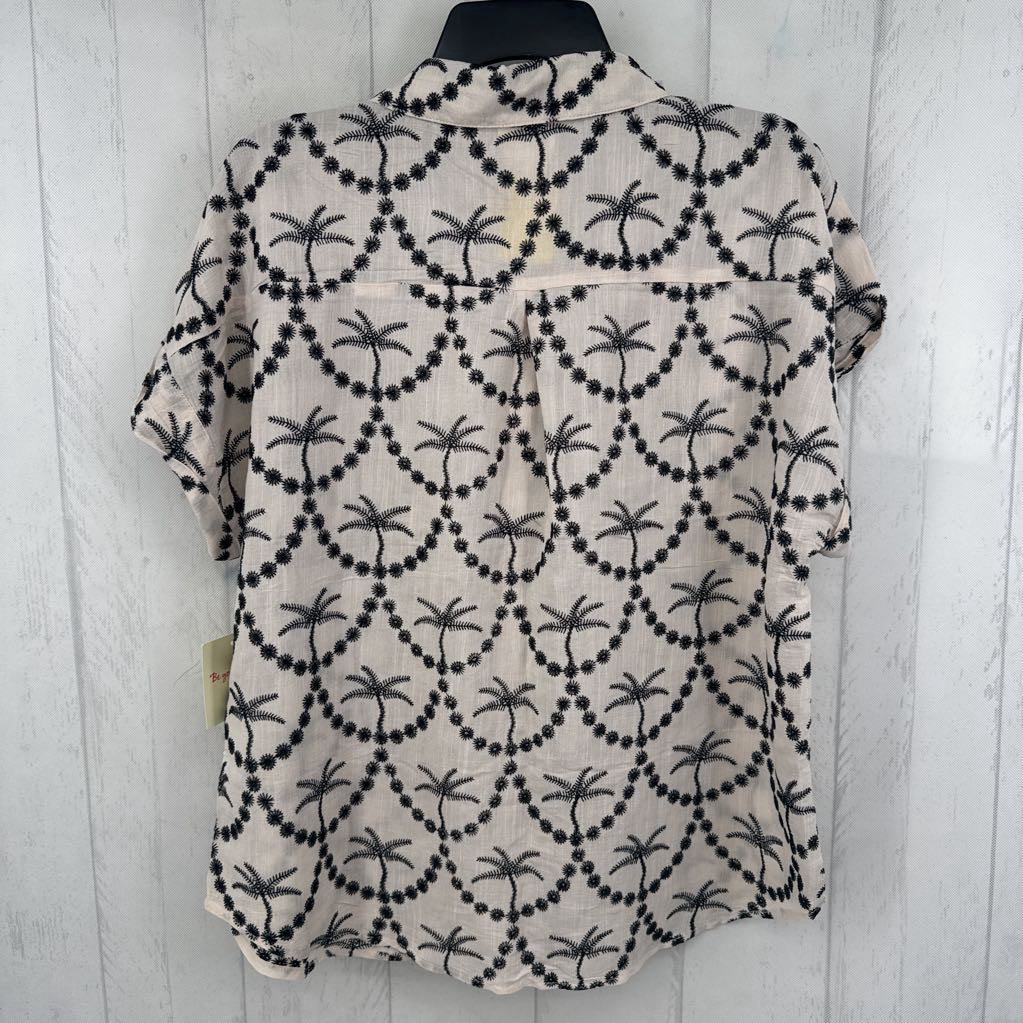L embroidered button down s/s top
