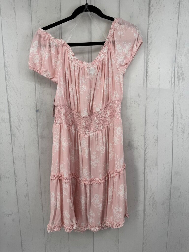 XL flo print tassel tie s/s dress