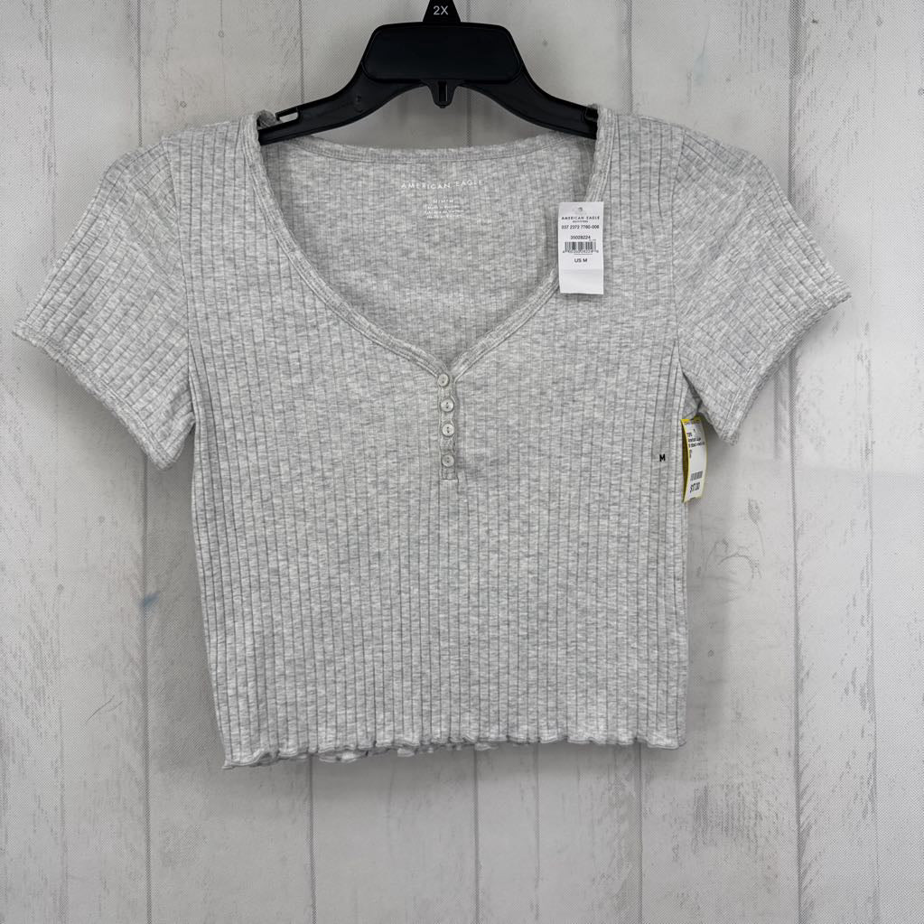 M ribbed v-neck s/s crop top
