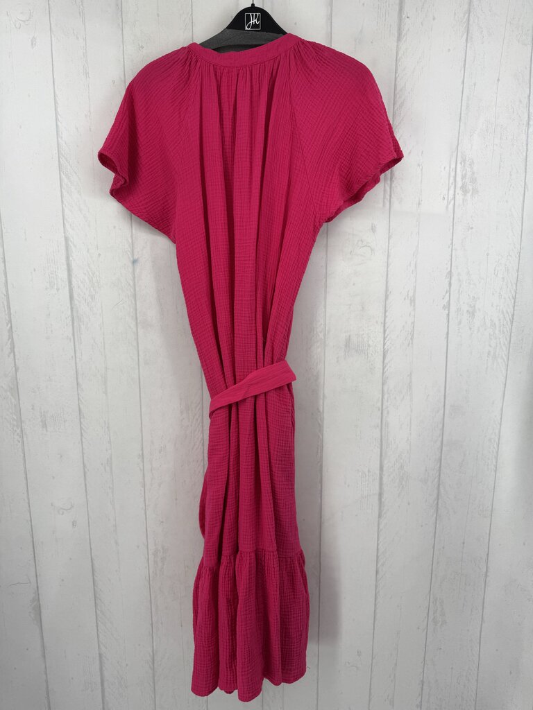 M gauze button down belted s/s dress