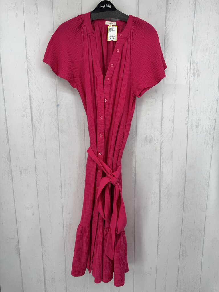M gauze button down belted s/s dress