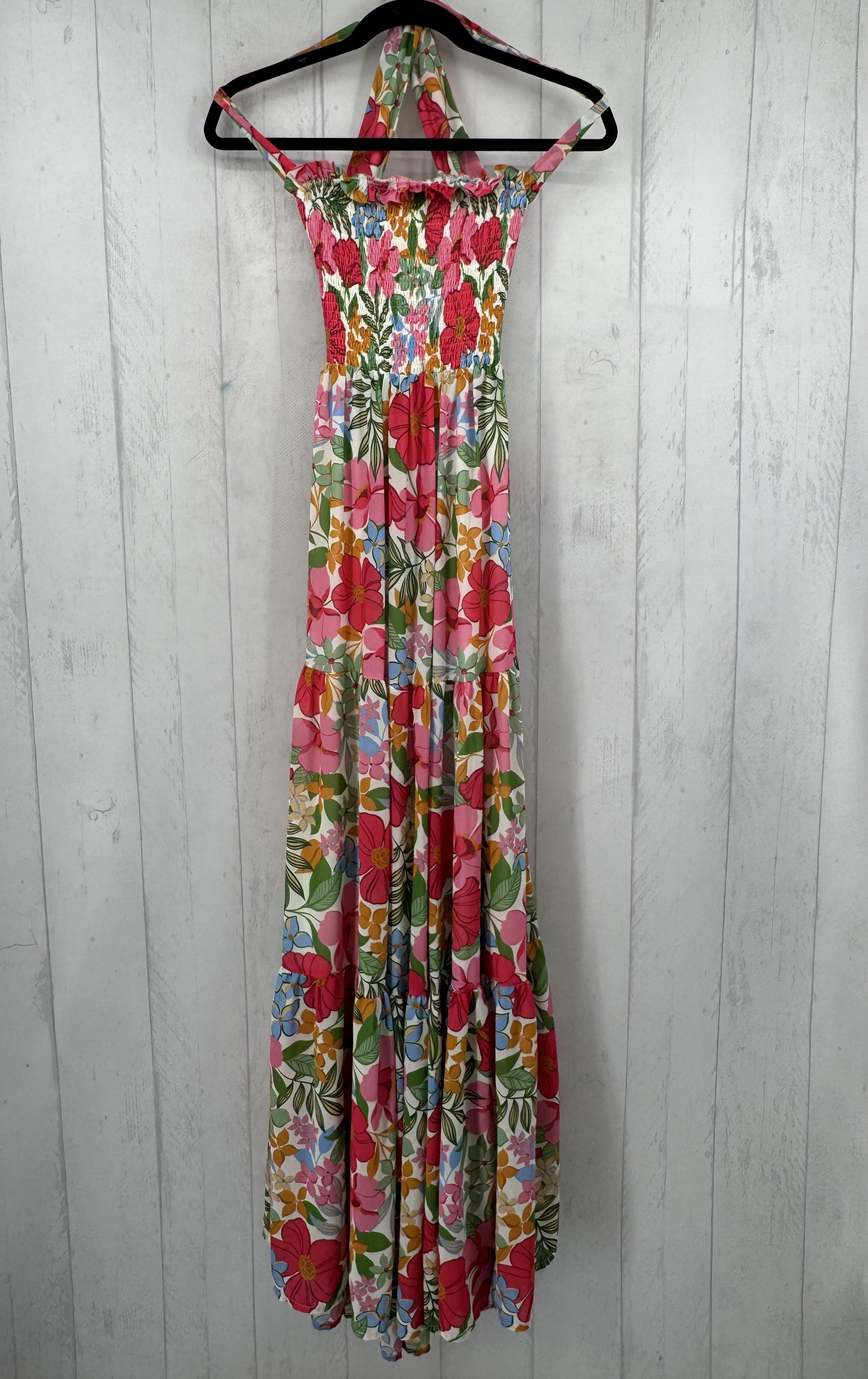 M smocked flo print open back sundress