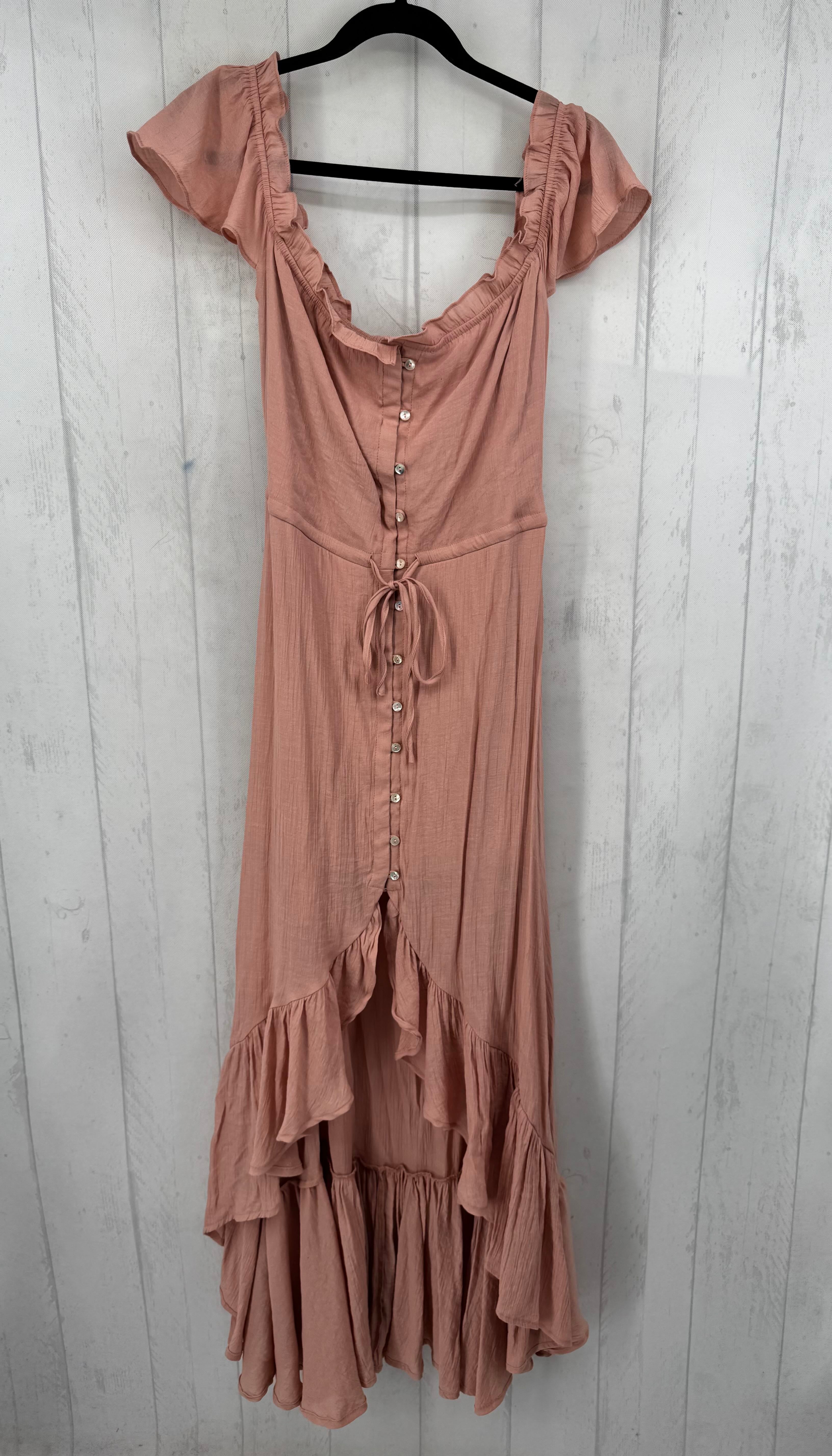 M ruffled button down hi-lo dress