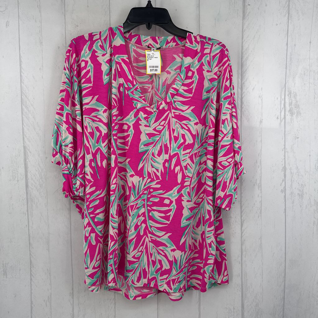 M printed v-neck s/s top