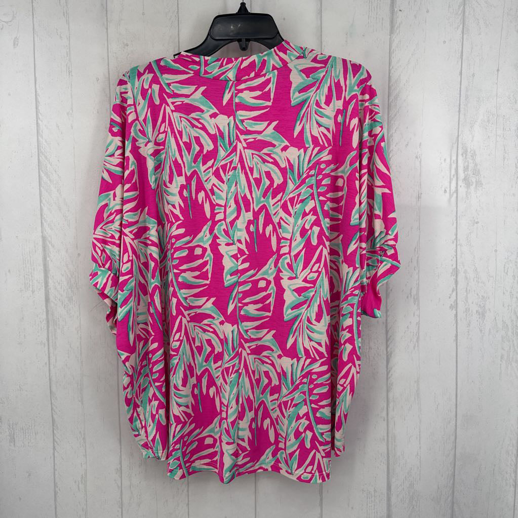 M printed v-neck s/s top
