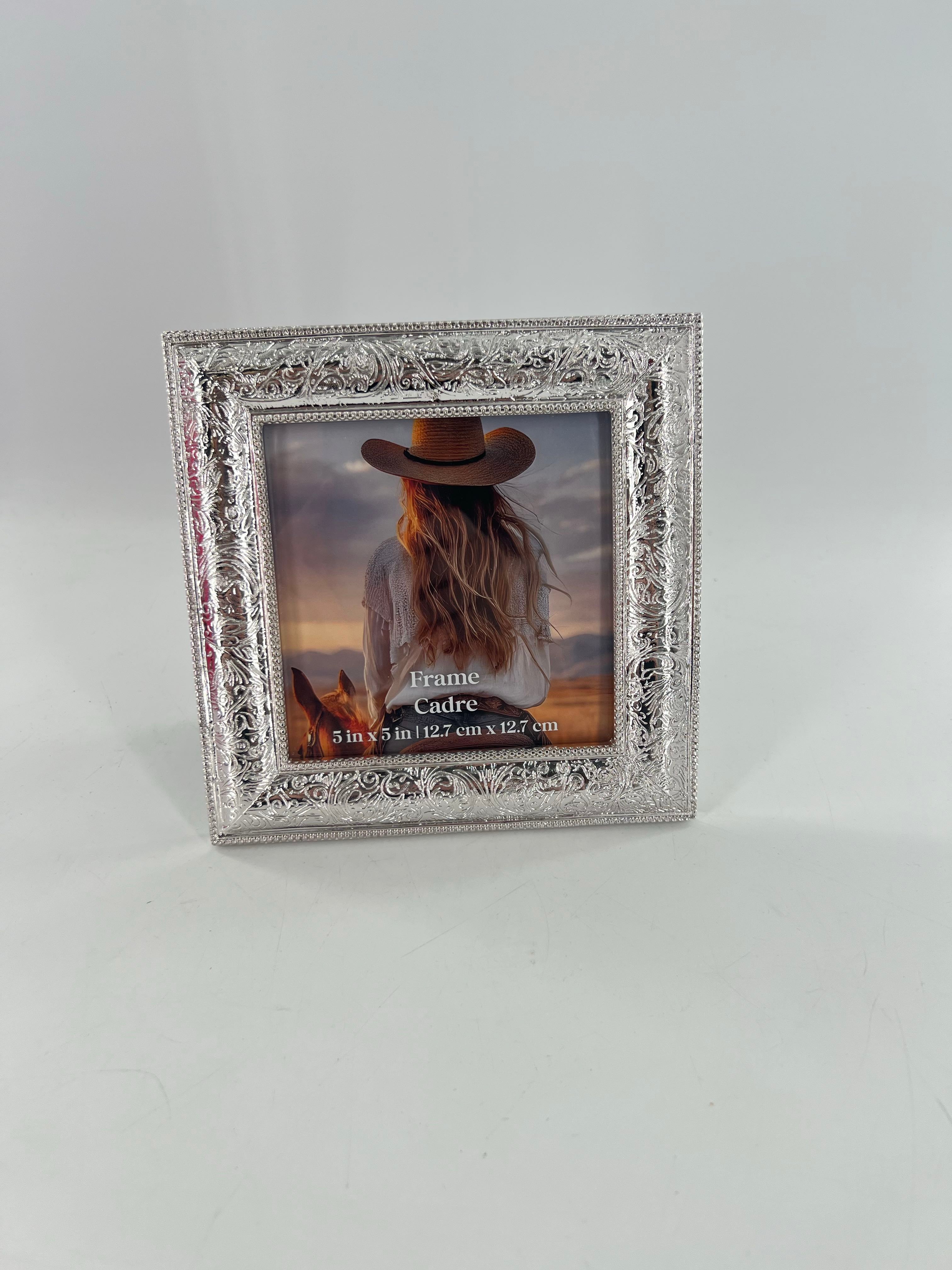 silver western style photo frame