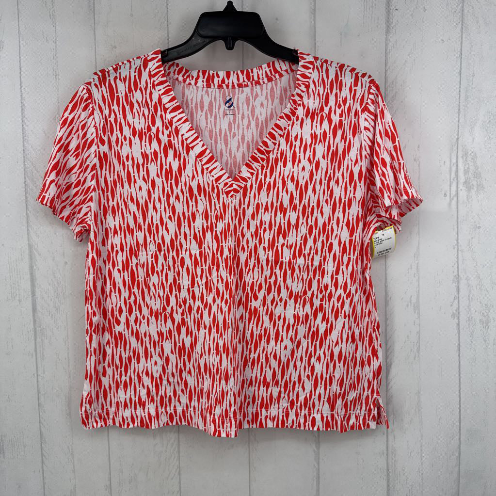 L s/s print v-neck top