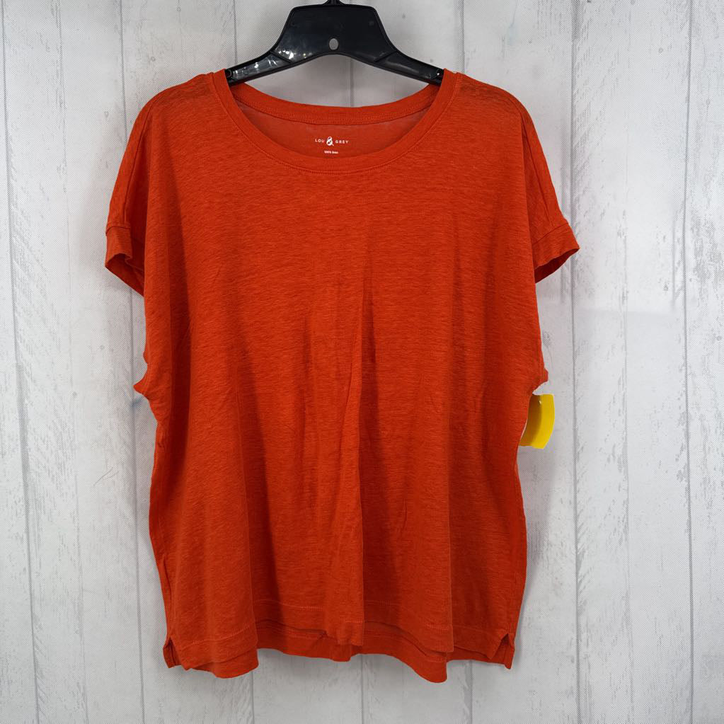 L 100% linen s/s top