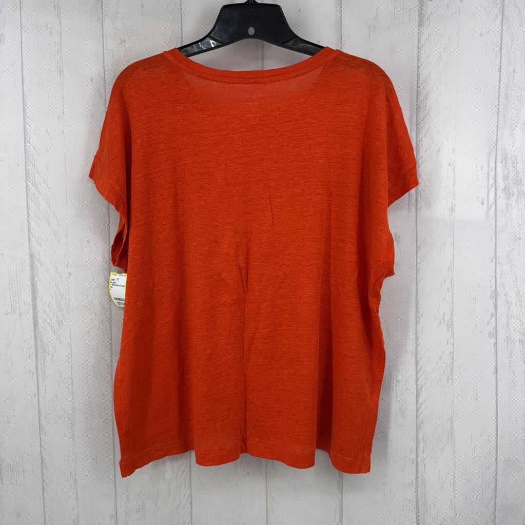 L 100% linen s/s top
