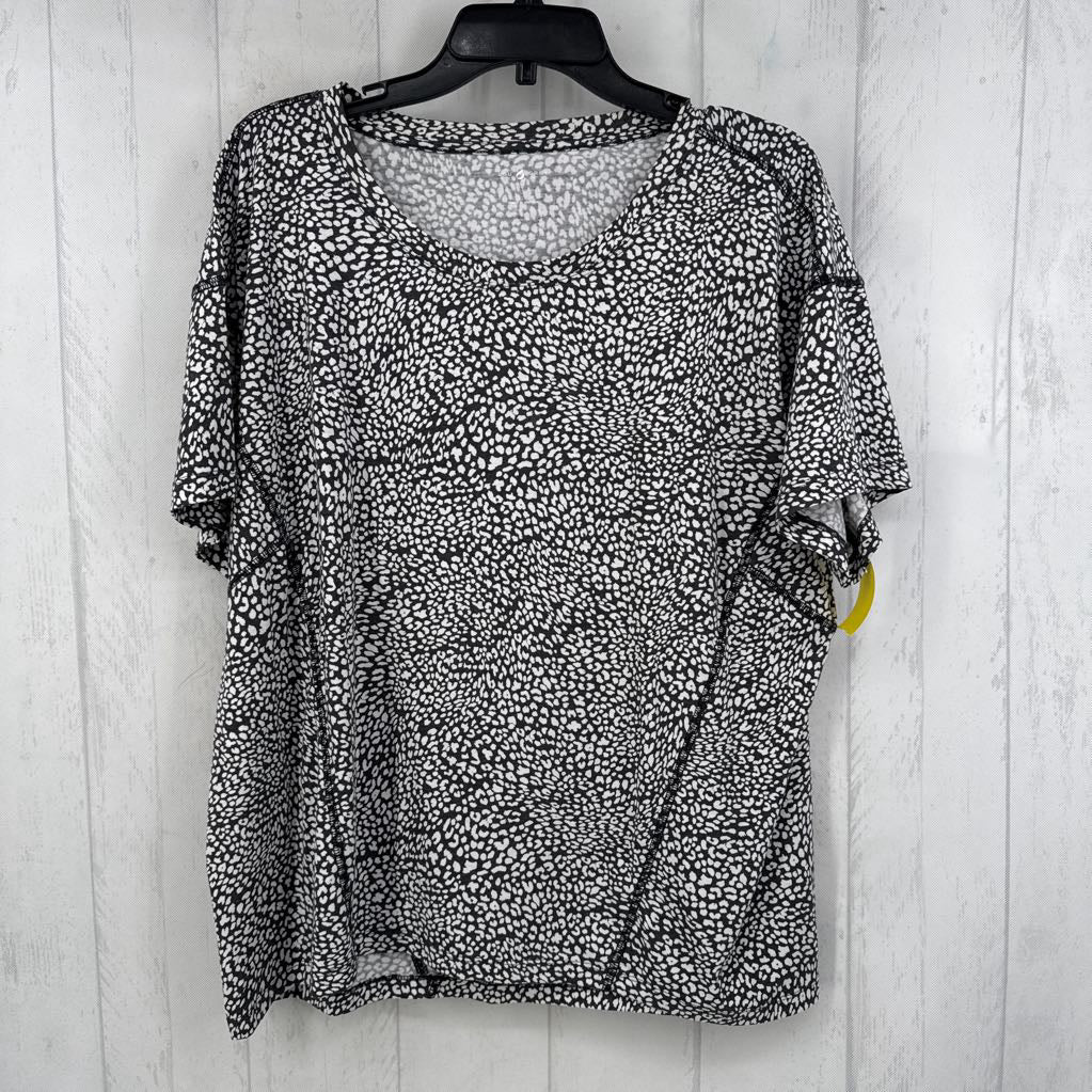 L animal print s/s top