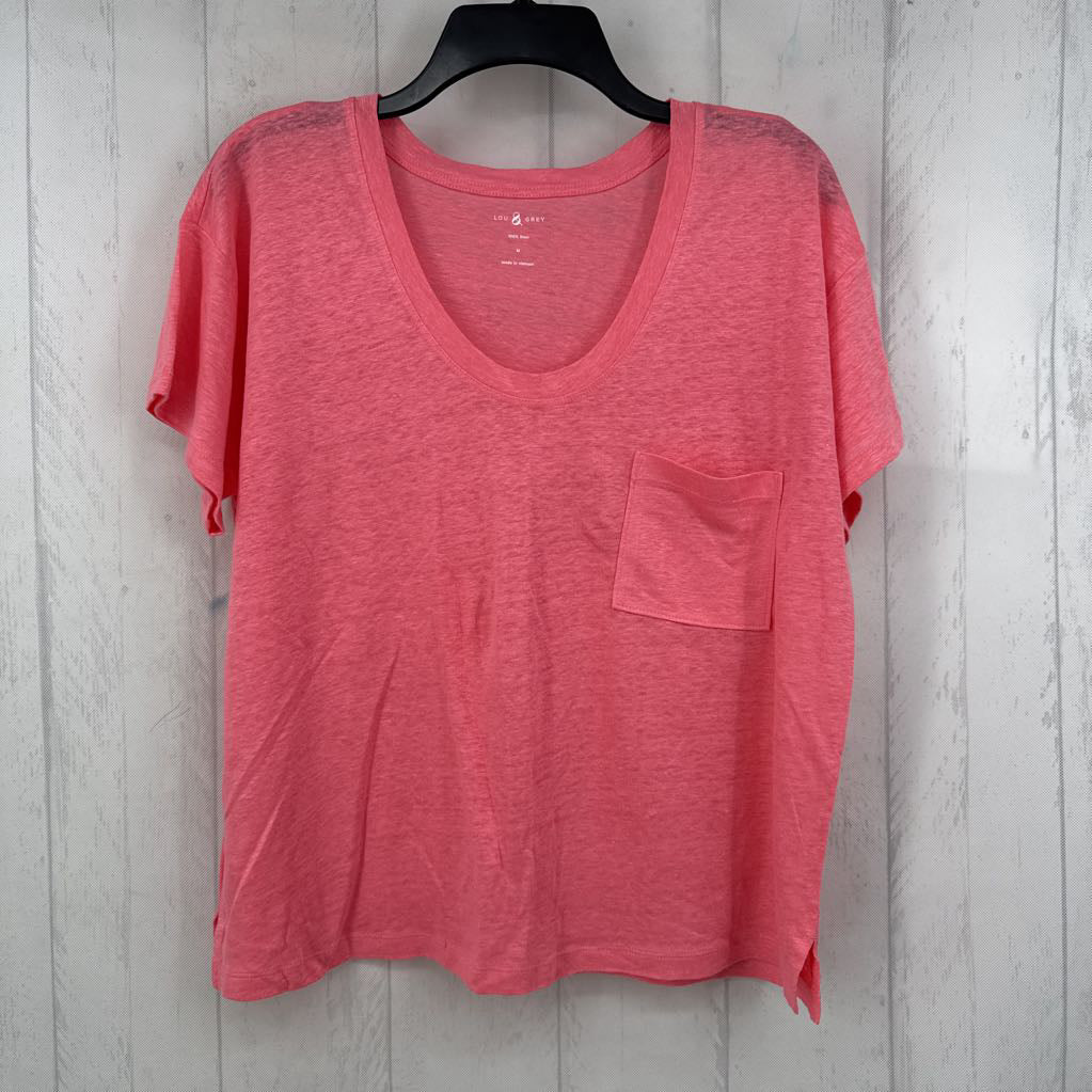 M 100% linen s/s top