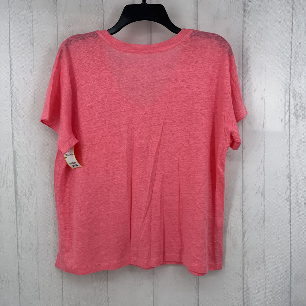 L 100% linen s/s top