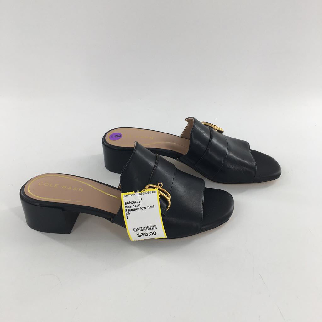 8 leather low heel slide sandal