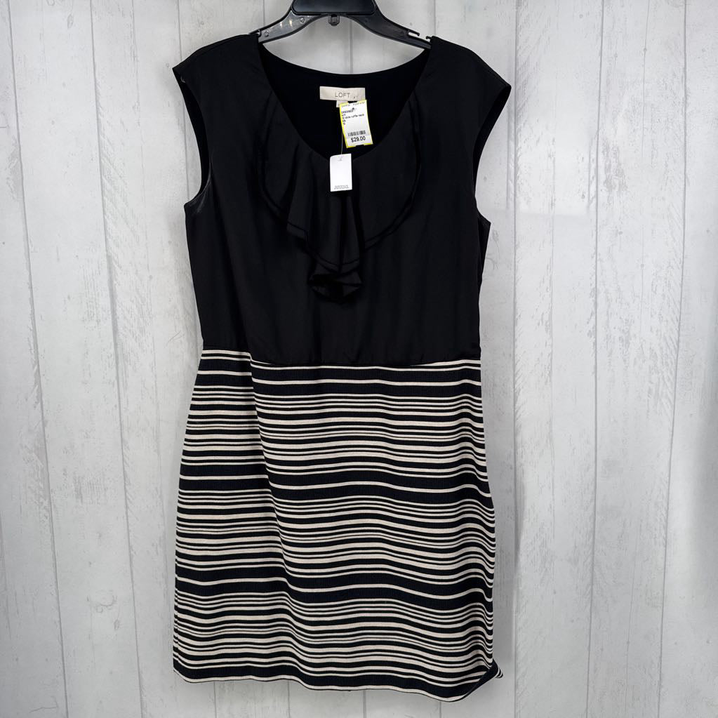 12 slvls ruffle neck w/ striped midi dress