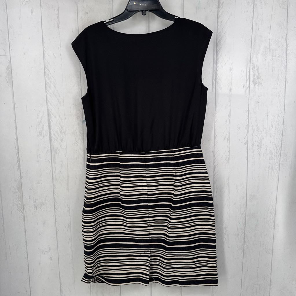 12 slvls ruffle neck w/ striped midi dress
