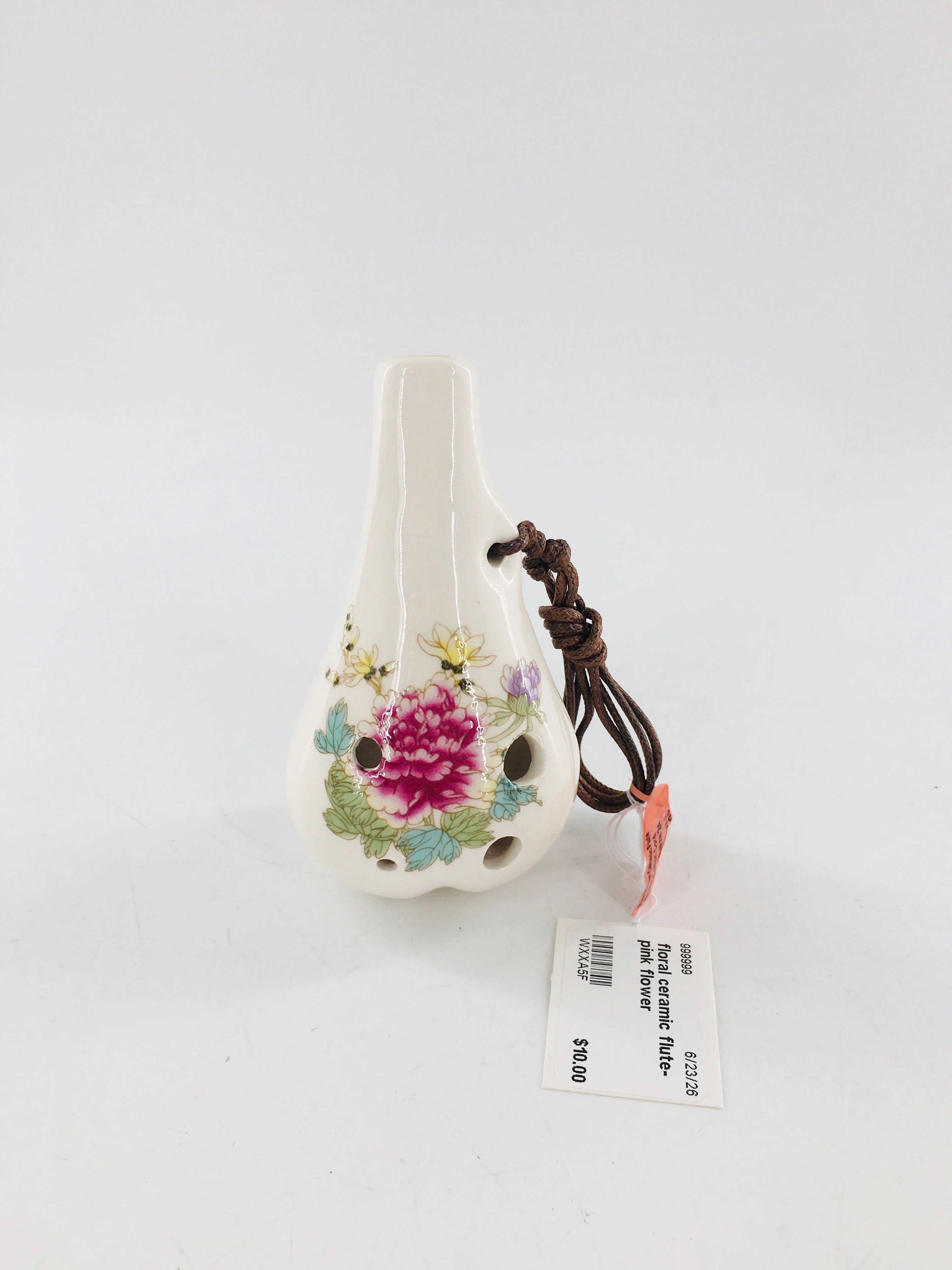 floral ceramic flute-pink flower