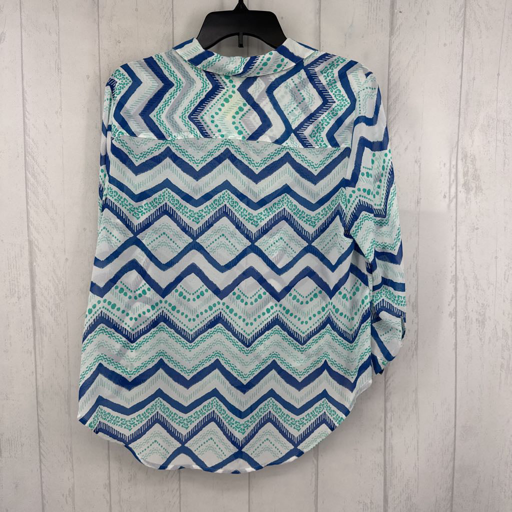 M chevron stripe button down l/s top