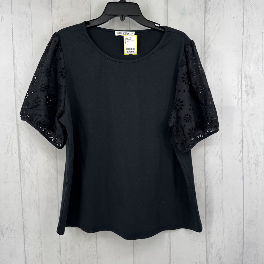 XL eyelet slv tee s/s
