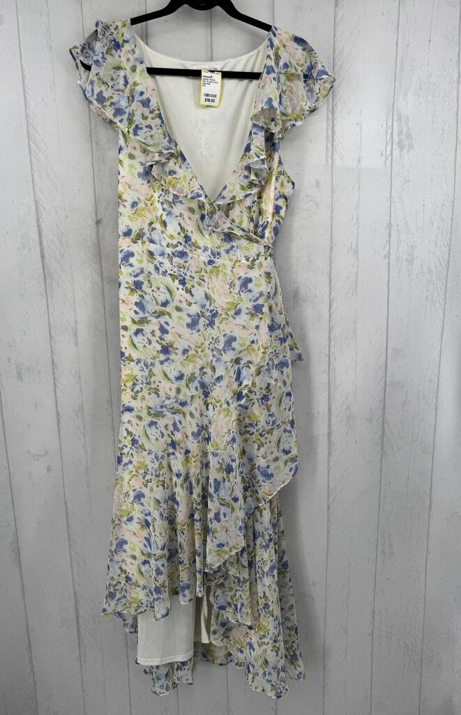 XXL flo print slvls wrap dress