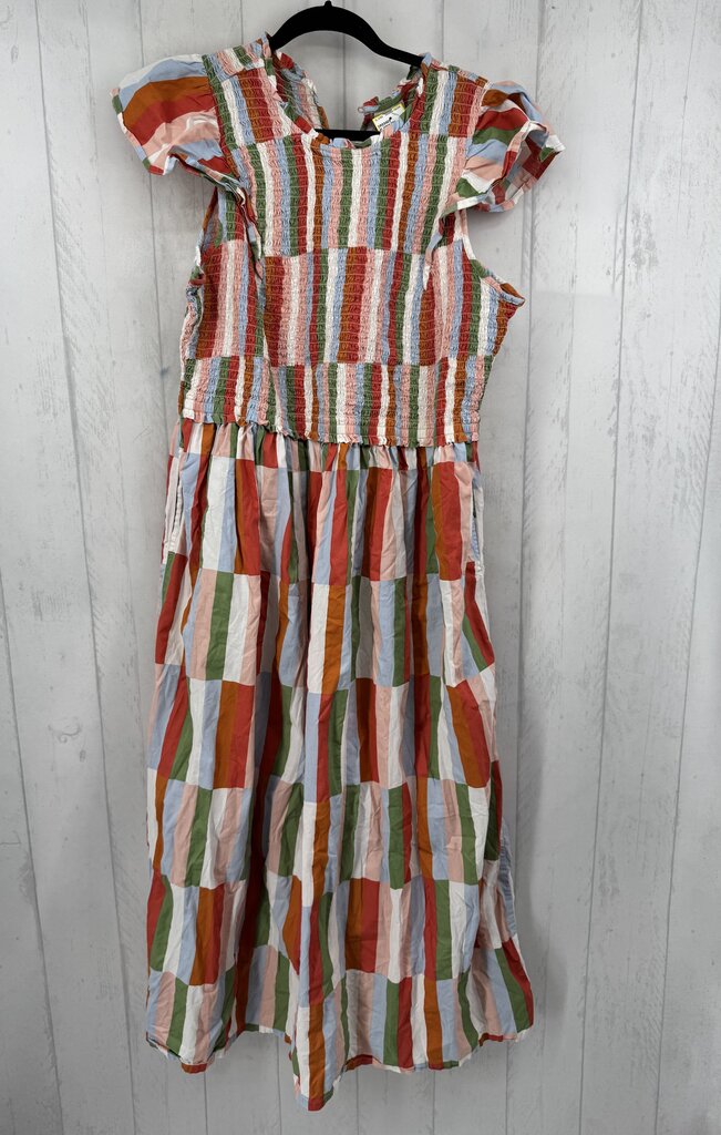XXL smocked colorful s/s maxi dress