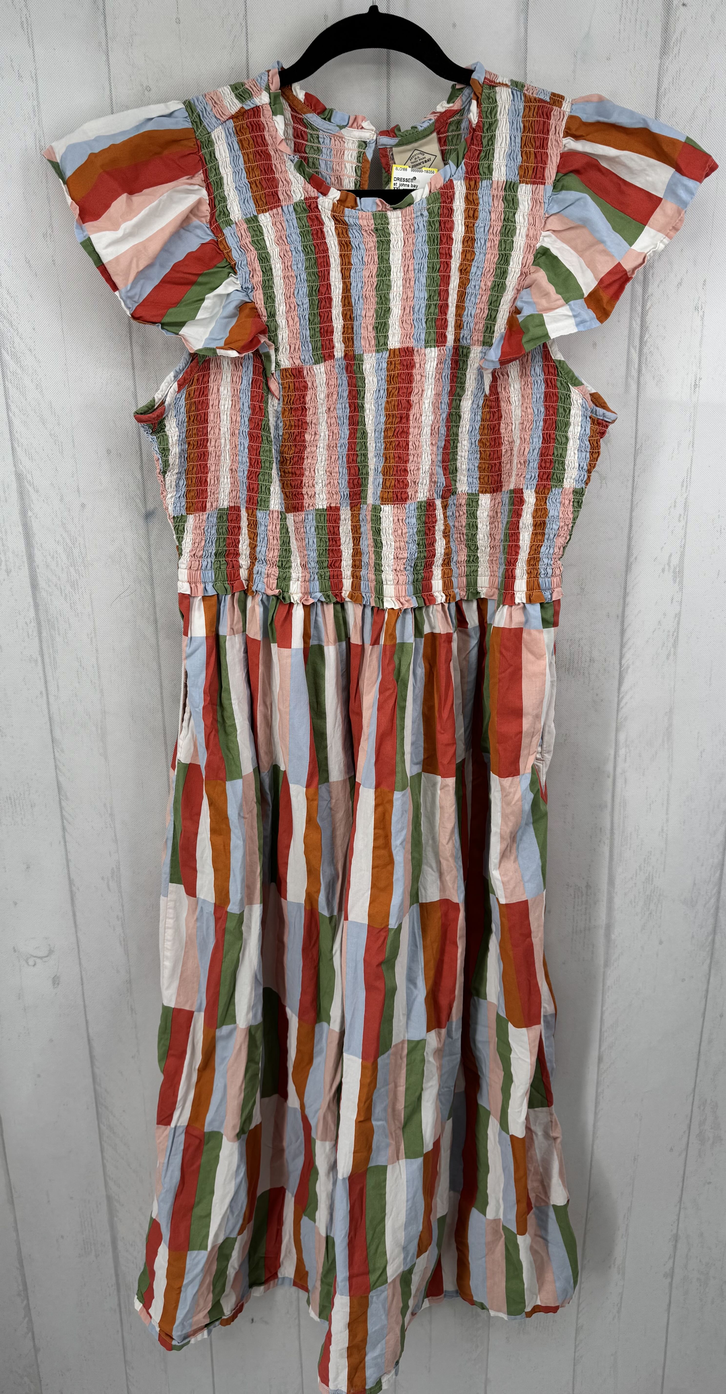 XXL smocked colorful s/s maxi dress